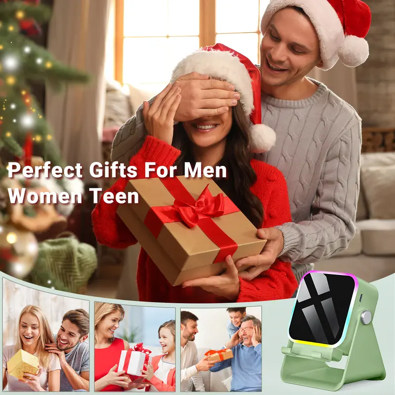 5-in-1 Wireless Charging Speaker Stand – 360° Adjustable Phone & Tablet Holder with 3500mAh Power Bank & Colorful Ambient Light