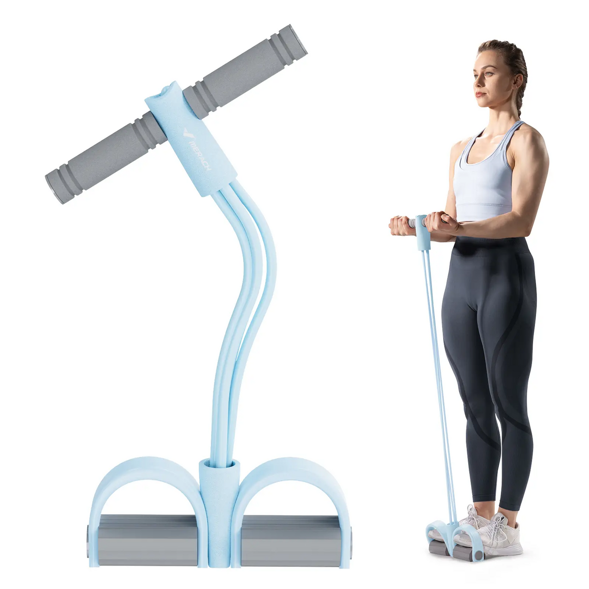 Pedal Resistance Band with Elastic Pull Rope, Full-Body Home Workout Equipment for Abs, Yoga & Strength Training