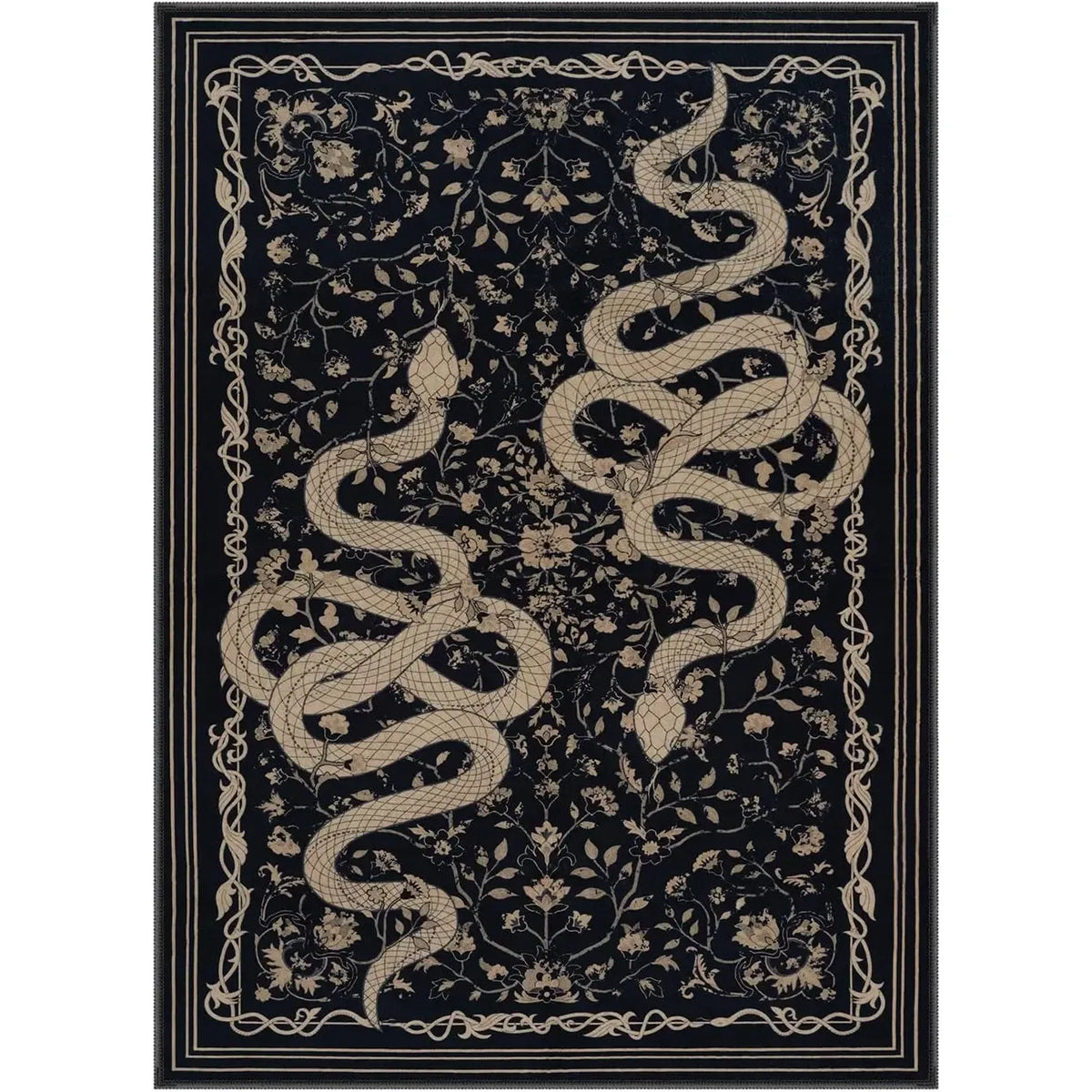 Modern Snake Design Washable Area Rug, Ultra Soft Non-Slip Indoor Carpet for Living Room, Bedroom & Home Office Decor