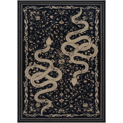 Modern Snake Design Washable Area Rug, Ultra Soft Non-Slip Indoor Carpet for Living Room, Bedroom & Home Office Decor