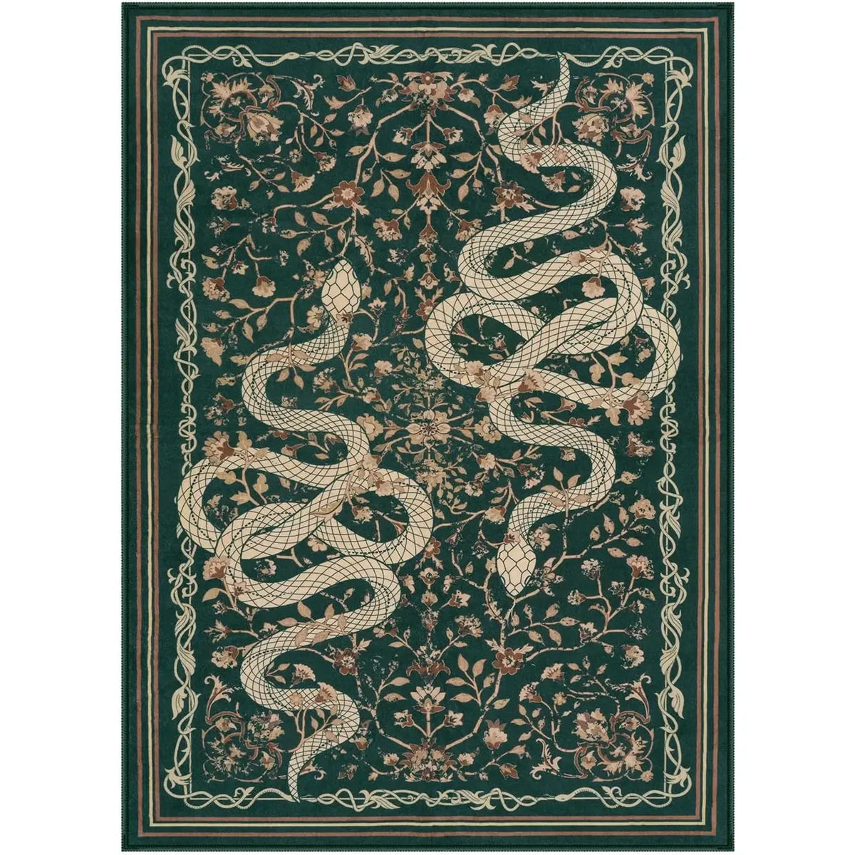 Modern Snake Design Washable Area Rug, Ultra Soft Non-Slip Indoor Carpet for Living Room, Bedroom & Home Office Decor