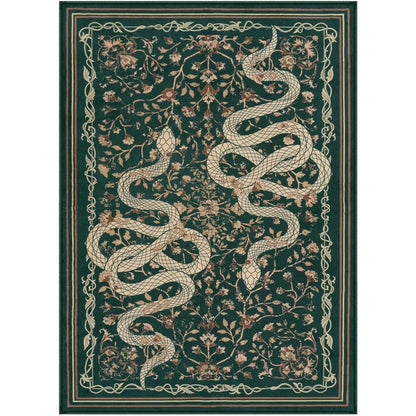 Modern Snake Design Washable Area Rug, Ultra Soft Non-Slip Indoor Carpet for Living Room, Bedroom & Home Office Decor