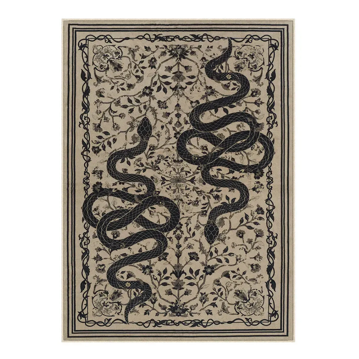 Modern Snake Design Washable Area Rug, Ultra Soft Non-Slip Indoor Carpet for Living Room, Bedroom & Home Office Decor