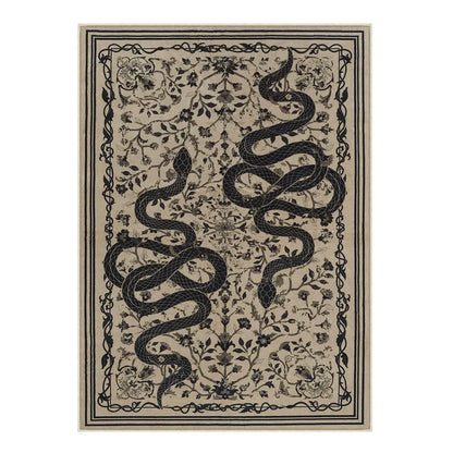 Modern Snake Design Washable Area Rug, Ultra Soft Non-Slip Indoor Carpet for Living Room, Bedroom & Home Office Decor