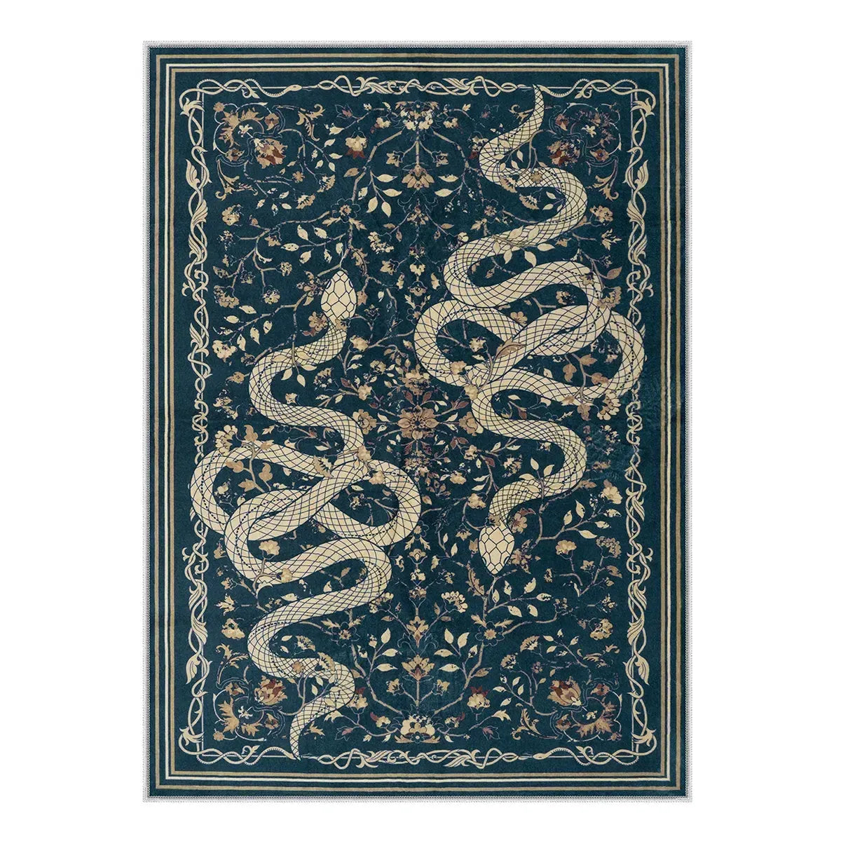 Modern Snake Design Washable Area Rug, Ultra Soft Non-Slip Indoor Carpet for Living Room, Bedroom & Home Office Decor
