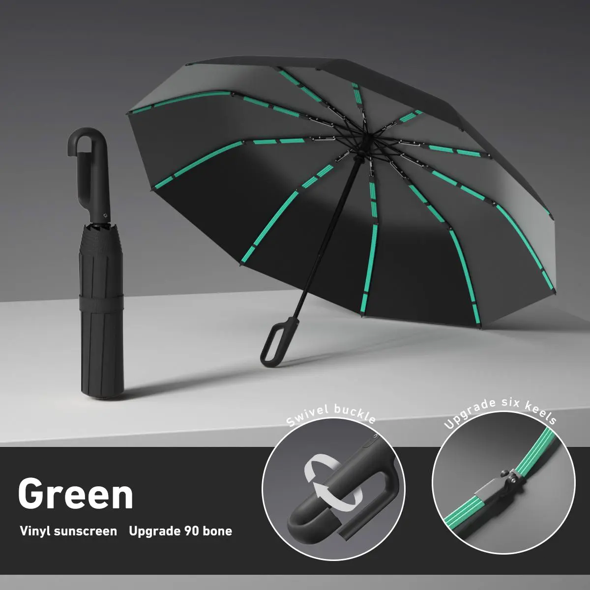 Automatic Folding Umbrella – Portable Windproof & Waterproof Rain Umbrella with Loop Strap for Men & Women
