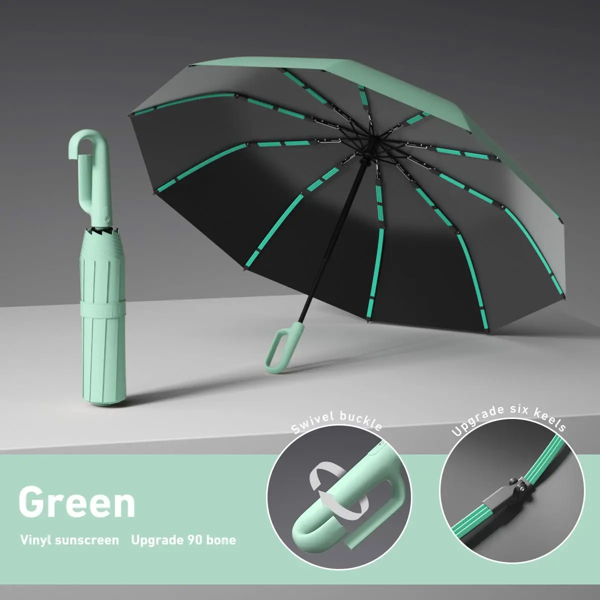 Automatic Folding Umbrella – Portable Windproof & Waterproof Rain Umbrella with Loop Strap for Men & Women