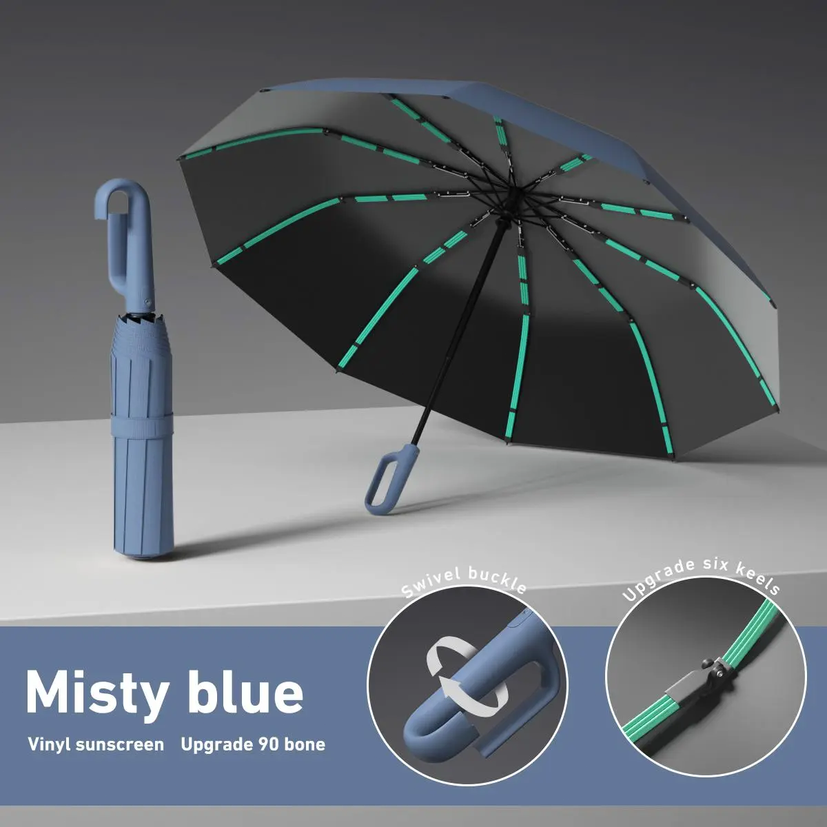 Automatic Folding Umbrella – Portable Windproof & Waterproof Rain Umbrella with Loop Strap for Men & Women