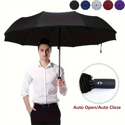 Automatic Folding Umbrella – Portable Windproof & Waterproof Rain Umbrella with Loop Strap for Men & Women