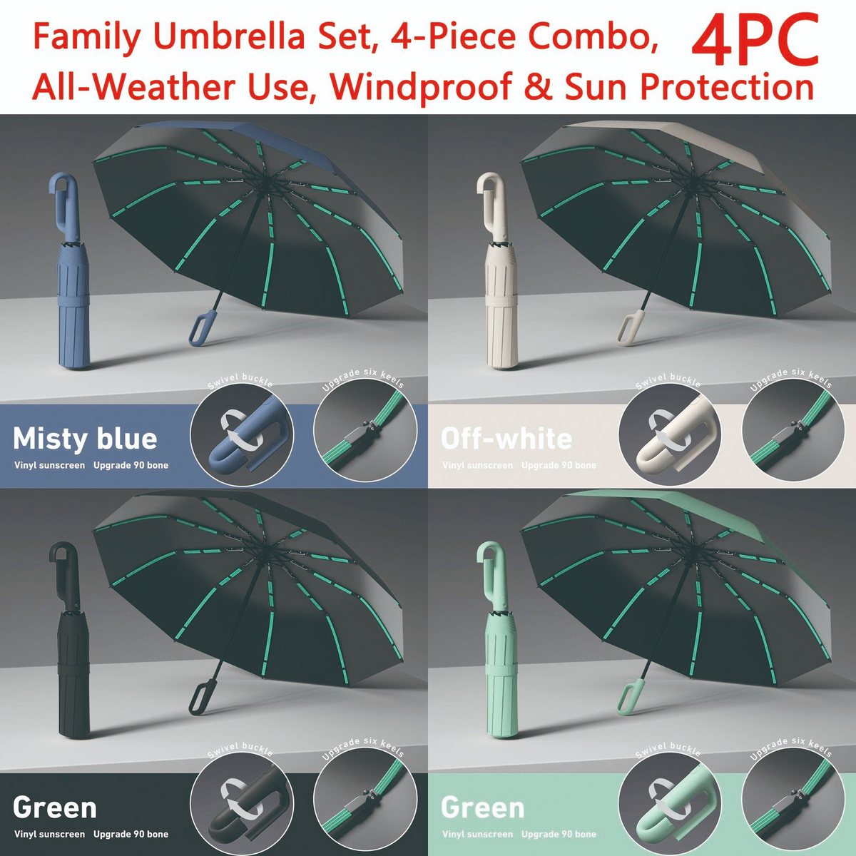 Automatic Folding Umbrella – Portable Windproof & Waterproof Rain Umbrella with Loop Strap for Men & Women