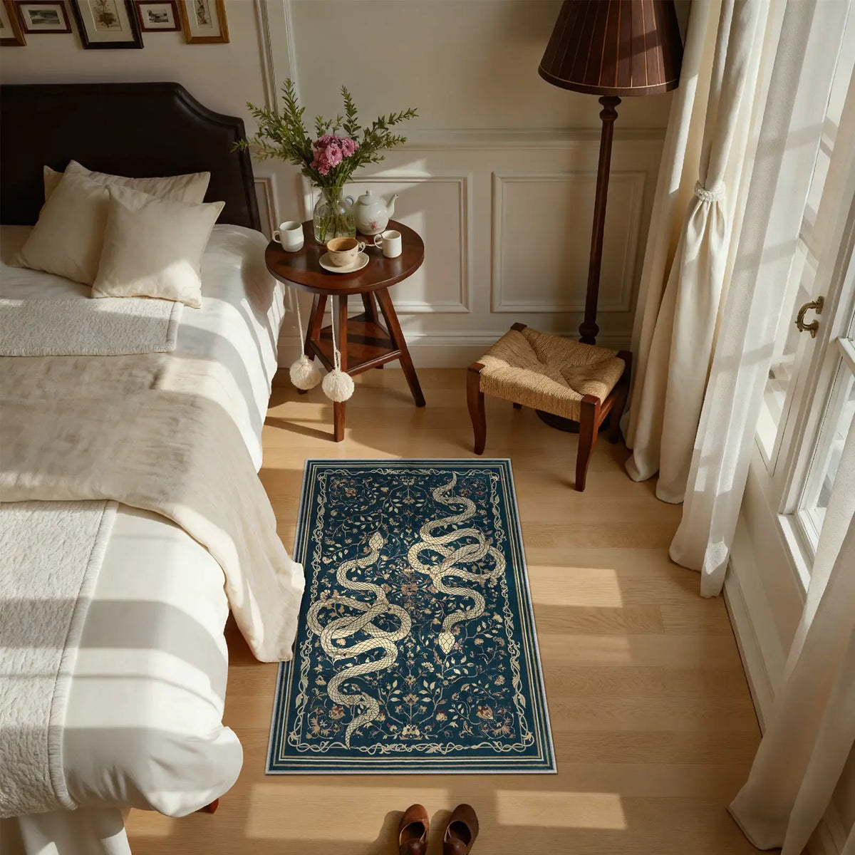 Modern Snake Design Washable Area Rug, Ultra Soft Non-Slip Indoor Carpet for Living Room, Bedroom & Home Office Decor